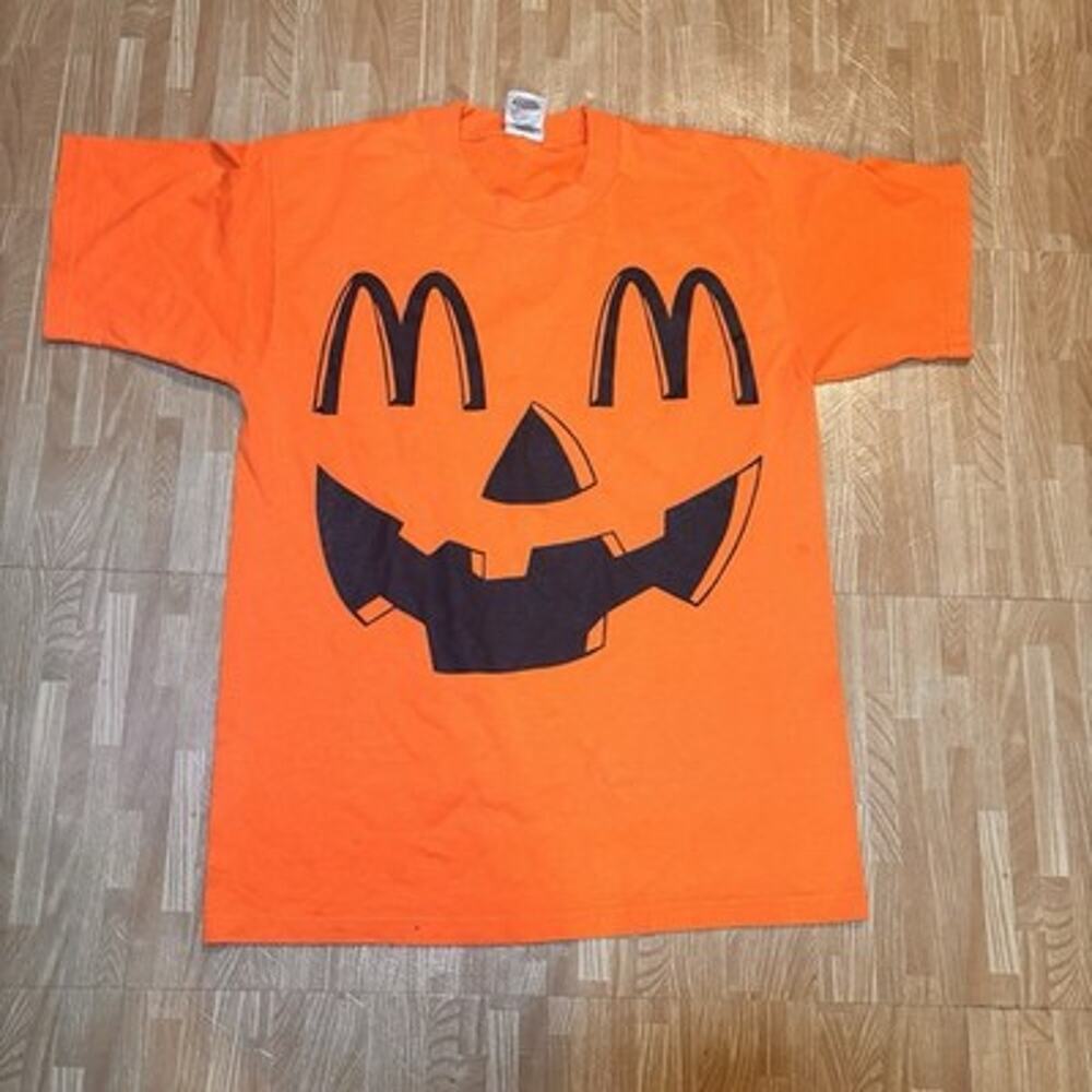 Vintage McDonalds Halloween Pumpkin Face Orange T-Shirt Adult Medium